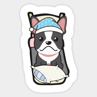 Cute french bulldog is going to bed Sticker